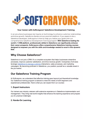 Your Career with Softcrayons’ Salesforce Development Training