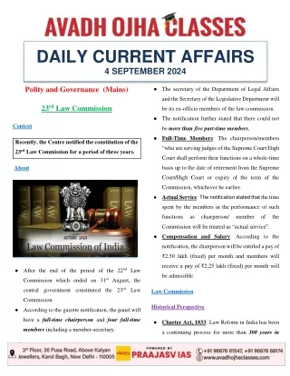Daily Current Affairs September 4, 2024