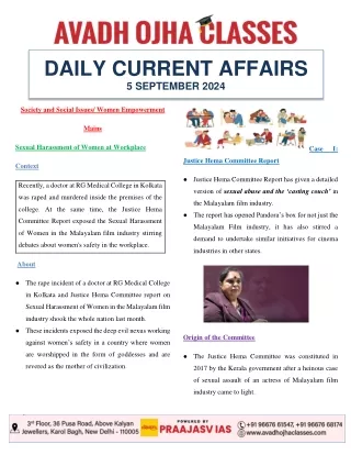 Daily Current Affairs September 5, 2024