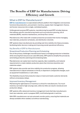 The Benefits of ERP for Manufacturers - Driving Efficiency and Growth