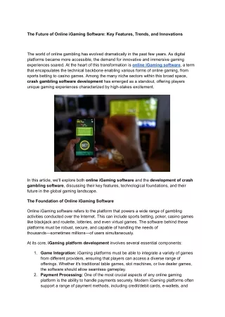The Future of Online iGaming Software: Key Features, Trends, and Innovations