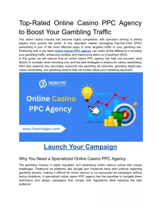 Top-Rated Online Casino PPC Agency to Boost Your Gambling Traffic