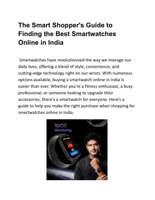 The Smart Shopper's Guide to Finding the Best Smartwatches Online in India