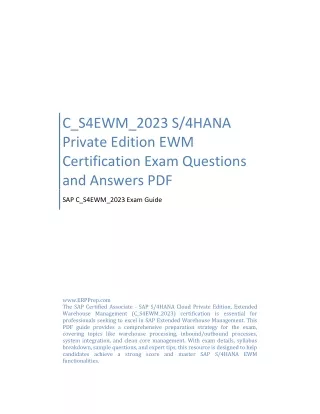 C_S4EWM_2023 S/4HANA Private Edition EWM Certification Exam Questions and Answer