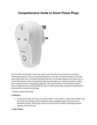 Comprehensive Guide to Smart Power Plugs