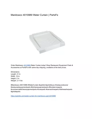 Manitowoc 4010989 Water Curtain _ PartsFe