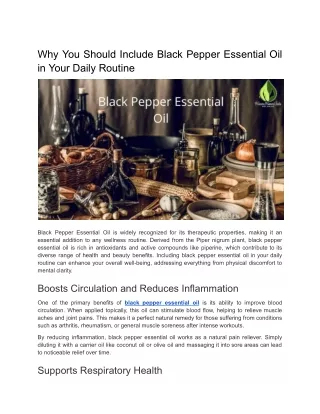 Why You Should Include Black Pepper Essential Oil in Your Daily Routine