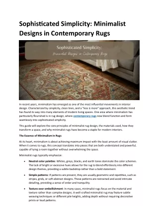 Sophisticated Simplicity: Minimalist Designs in Contemporary Rugs