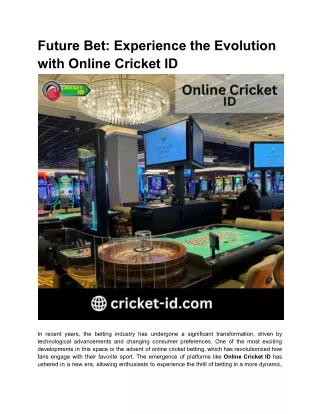 Future Bet_ Experience the Evolution with Online Cricket ID