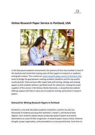 Online Research Paper Service in Portland, USA