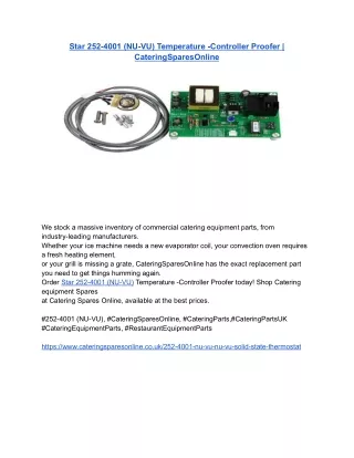 Star 252-4001 (NU-VU) Temperature -Controller Proofer _ CateringSparesOnline
