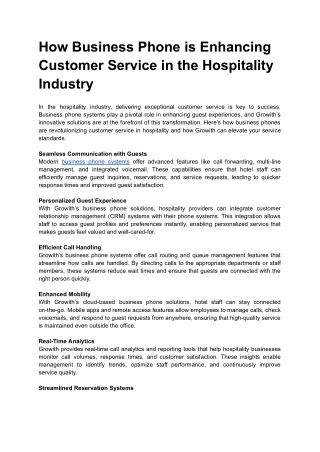 How Business Phone is Enhancing Customer Service in the Hospitality Industry