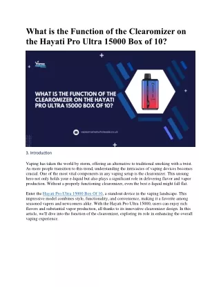 What is the Function of the Clearomizer on the Hayati Pro Ultra 15000 Box of 11