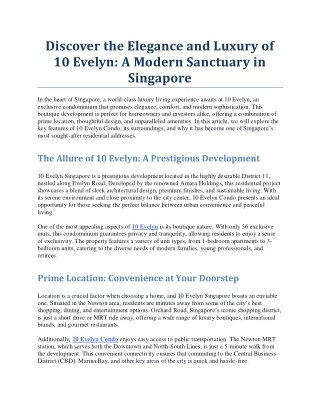 Discover the Elegance and Luxury of 10 Evelyn