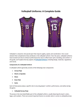 Volleyball Uniforms: A Complete Guide