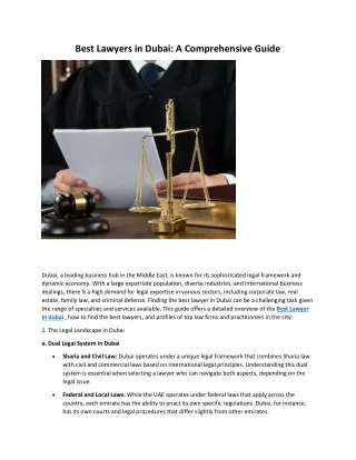 Best Lawyers in Dubai: A Comprehensive Guide