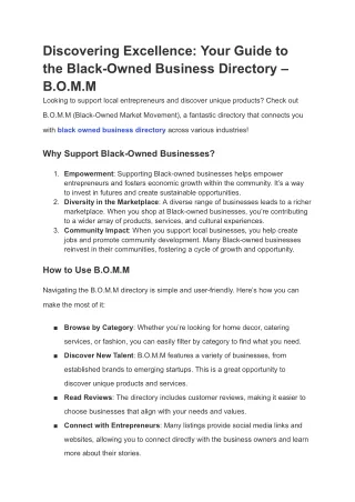 Discovering Excellence_ Your Guide to the Black-Owned Business Directory – B.O.M.M