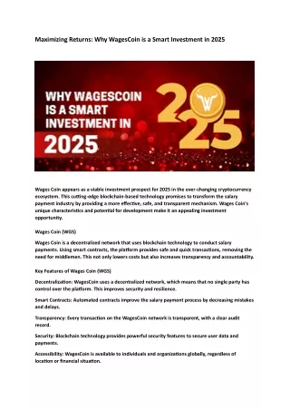 Maximizing Returns Why WagesCoin is a Smart Investment in 2025