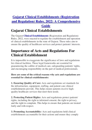 Gujarat Clinical Establishments Registration and Regulation Rules2022