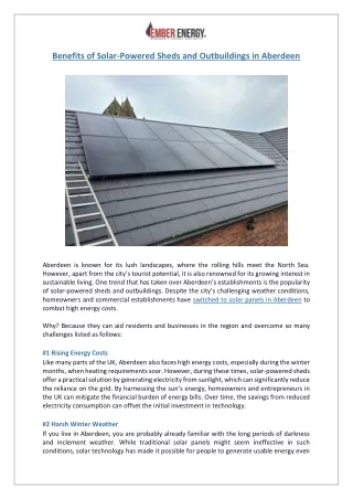 Aberdeen's Solar Solution | Power Your Sheds & Outbuildings | Ember Energy