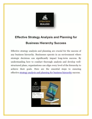 Strategy Analysis And Planning For Business Hierarchy