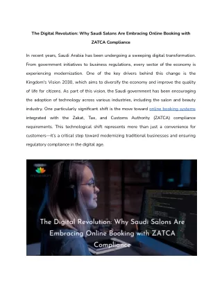 The Digital Revolution_ Why Saudi Salons Are Embracing Online Booking with ZATCA Compliance