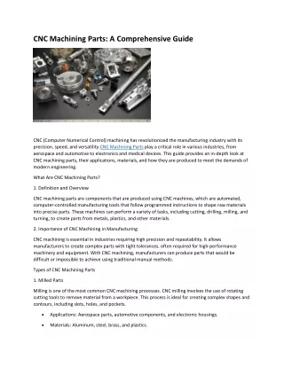 CNC Machining Parts: A Comprehensive Guide