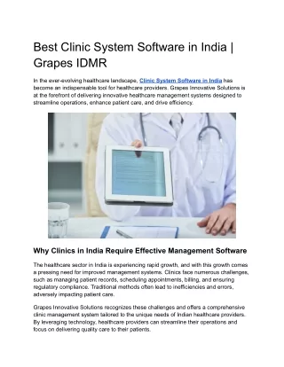 Best Clinic System Software in India _ Grapes IDMR