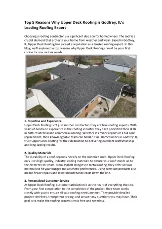 Top 5 Reasons Why Upper Deck Roofing is Godfrey, IL’s Leading Roofing Expert