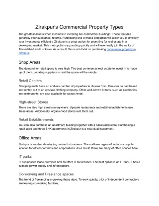 KS Group- Zirakpur's Commercial Property Types