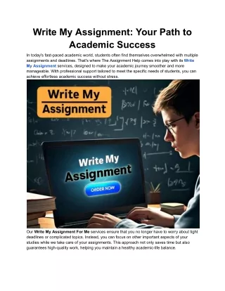 Write My Assignment_ Your Path to Academic Success