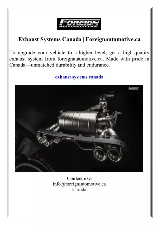 Exhaust Systems Canada  Foreignautomotive.ca
