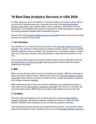 10 Best Data Analytics Services in USA 2024