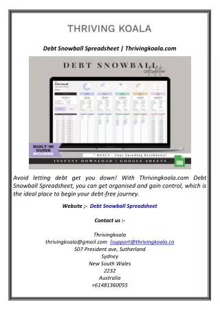 Debt Snowball Spreadsheet  Thrivingkoala.com