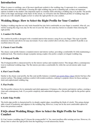 Wedding Rings: How to Select the Right Profile for Your Comfort
