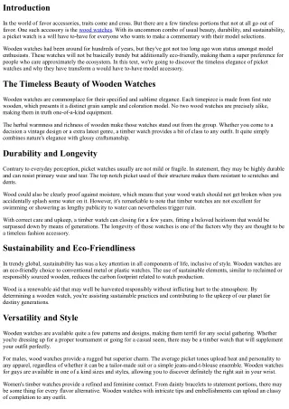 The Timeless Elegance of Wooden Watches: A Must-Have Fashion Accessory