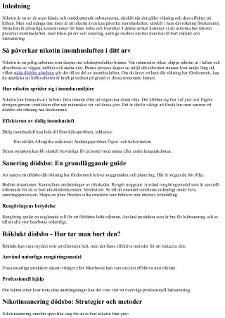 Så påverkar nikotin inomhusluften i ditt arv