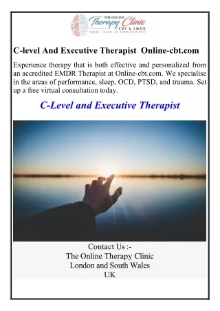 C-level And Executive Therapist  Online-cbt.com