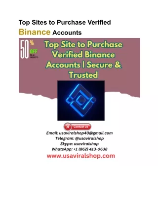 Top Sites to Purchase Verified Binance Accounts