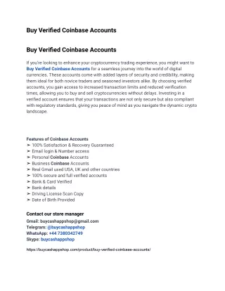 A Easy Way To Buy Verified Coinbase Accounts