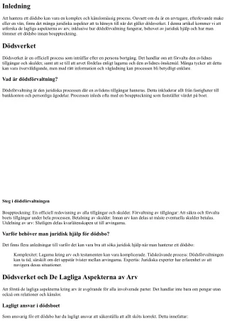 Dödsverket och De Lagliga Aspekterna av Arv