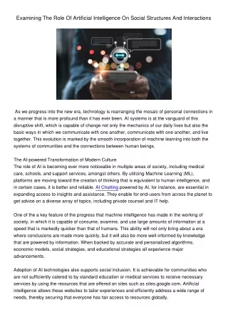 ExaminingTheRoleOfArtificialIntelligenceOnSocialStructuresAndInteractions