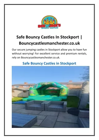 Safe Bouncy Castles In Stockport  Bouncycastlesmanchester.co.uk