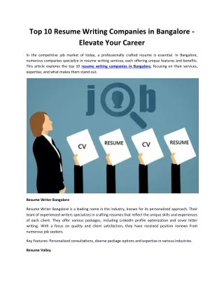 Top 10 Resume Writing Companies in Bangalore - Elevate Your Career