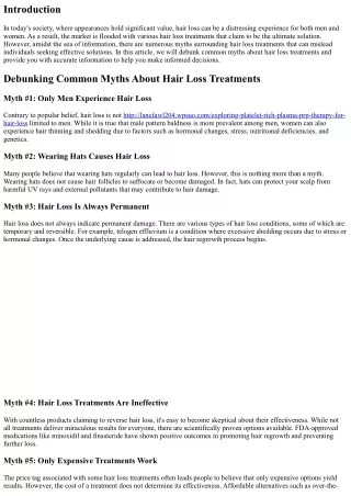 Debunking Common Myths About Hair Loss Treatments