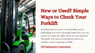 New or Used Simple Ways to Check Your Forklift