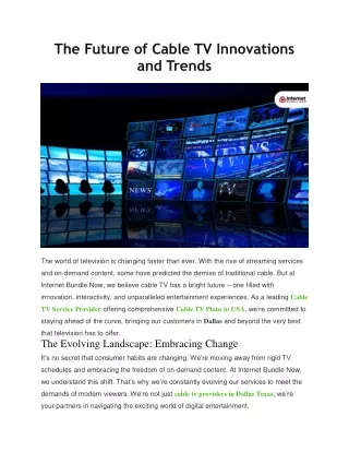 The Future of Cable TV Innovations and Trends
