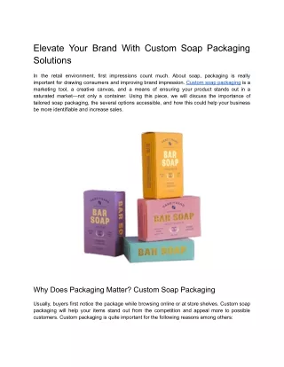 Elevate Your Brand with Custom Soap Packaging Solutions