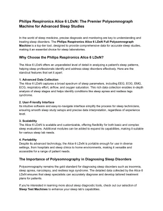 Philips Respironics Alice 6 LDxN_ The Premier Polysomnograph Machine for Advanced Sleep Studies