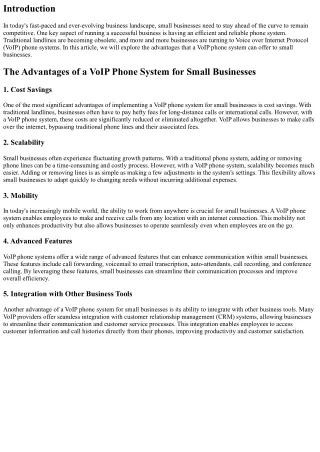 The Advantages of a VoIP Phone System for Small Businesses